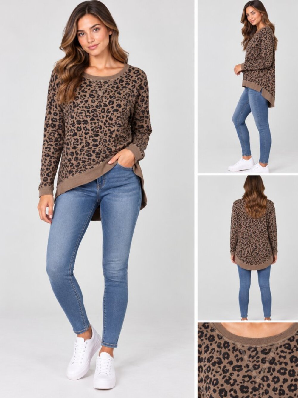Z Supply Women’s Brown Leopard Print Lightweight Sweatshirt Size S